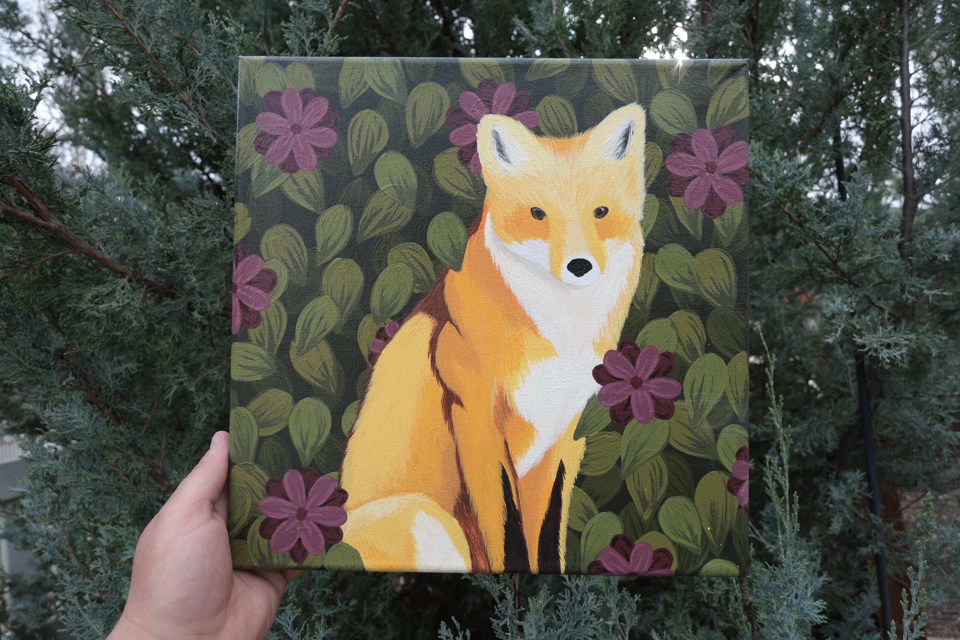 Fox Floral Canvas