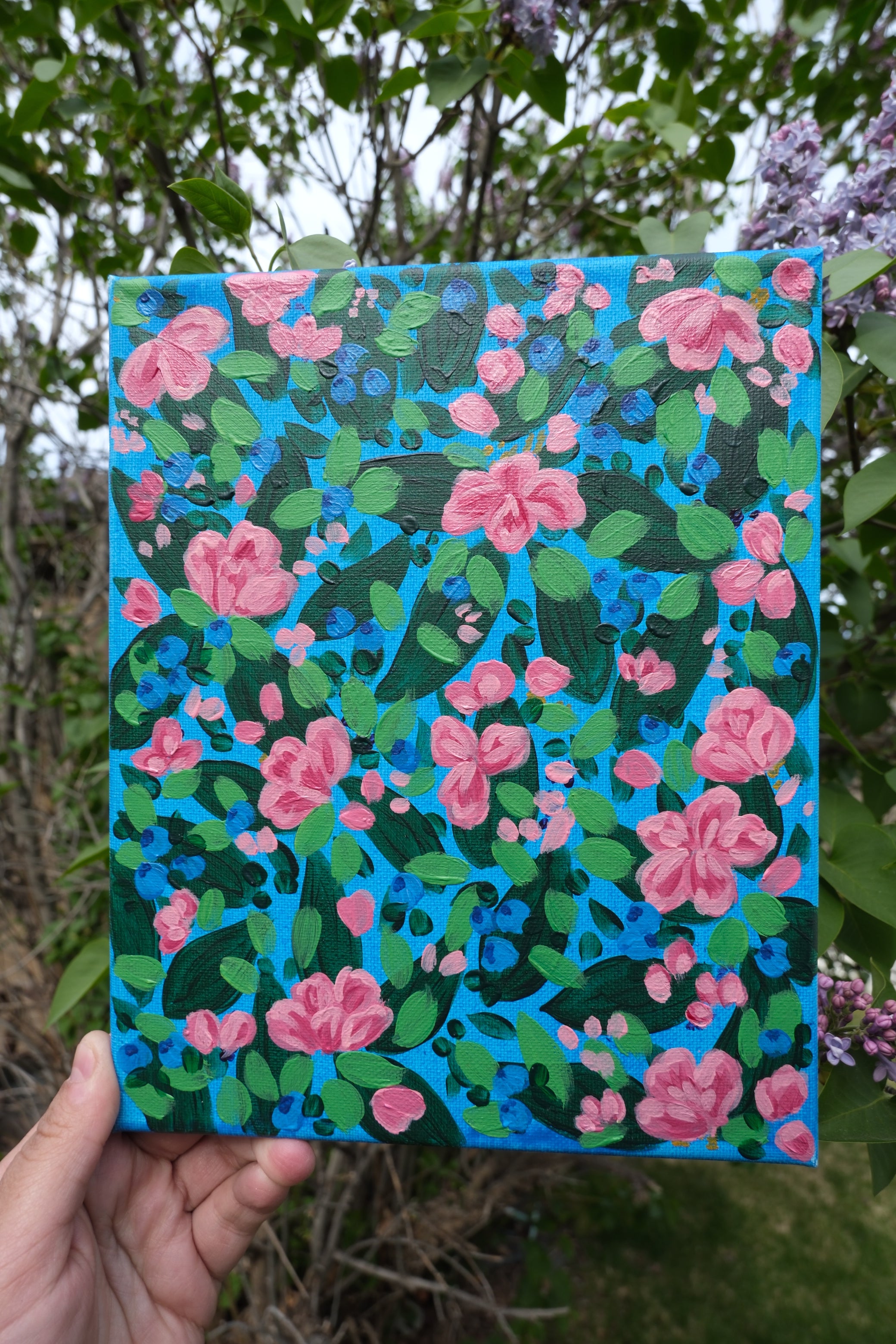 Blueberry Floral Canvas
