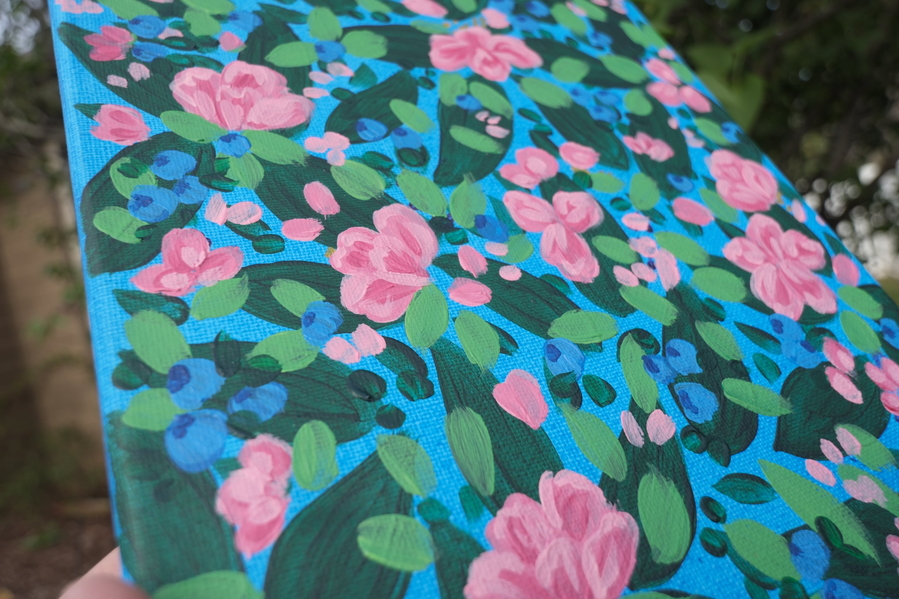 Blueberry Floral Canvas