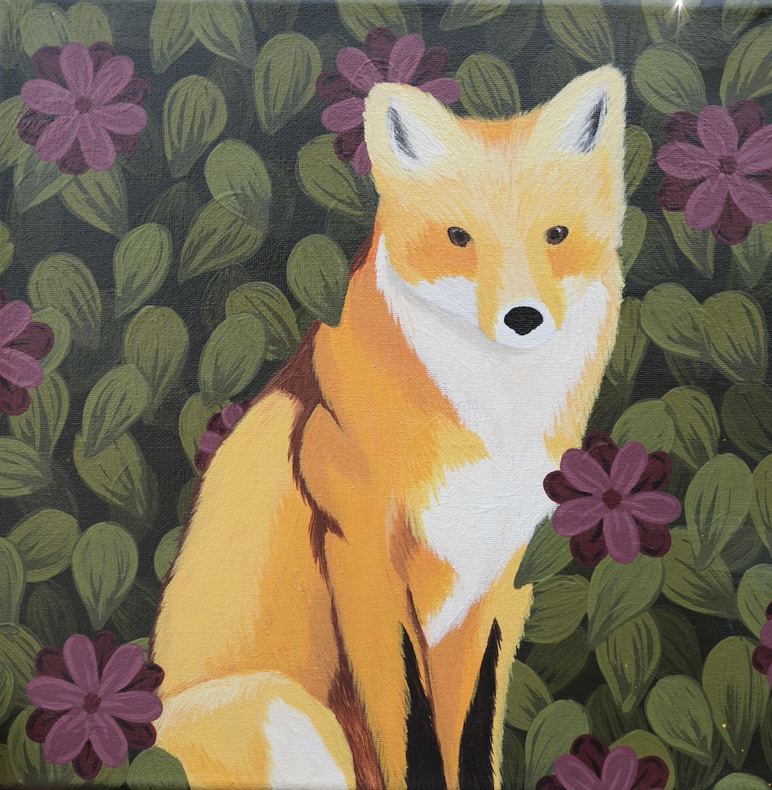 Fox Floral Canvas